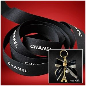 Chanel Gift Wrapping Ribbon Black/White Logo 1 yard